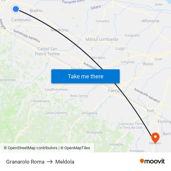 Granarolo Roma to Meldola map