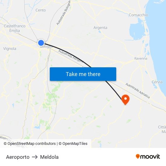Aeroporto to Meldola map