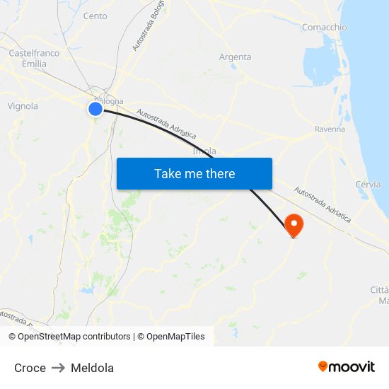 Croce to Meldola map