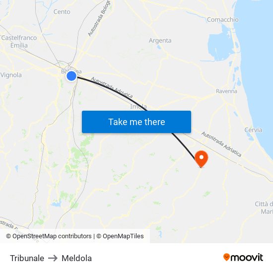 Tribunale to Meldola map