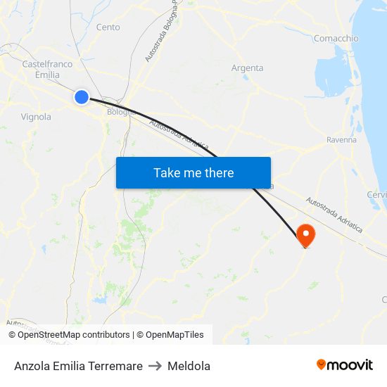 Anzola Emilia Terremare to Meldola map