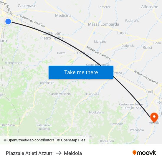 Piazzale Atleti Azzurri to Meldola map