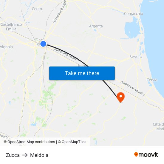 Zucca to Meldola map