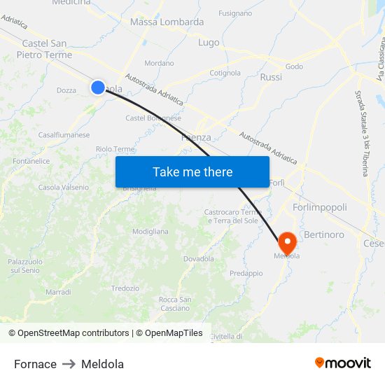 Fornace to Meldola map