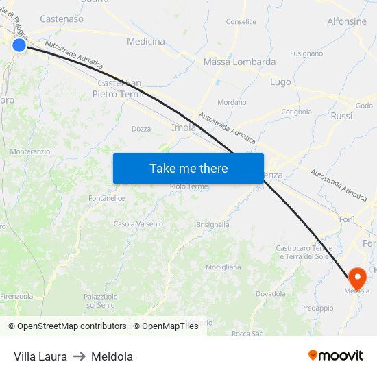 Villa Laura to Meldola map
