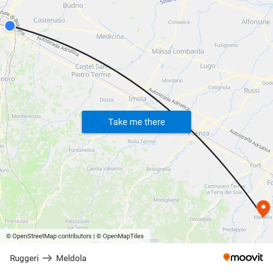 Ruggeri to Meldola map