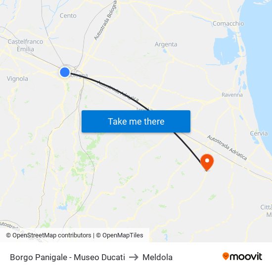 Borgo Panigale - Museo Ducati to Meldola map