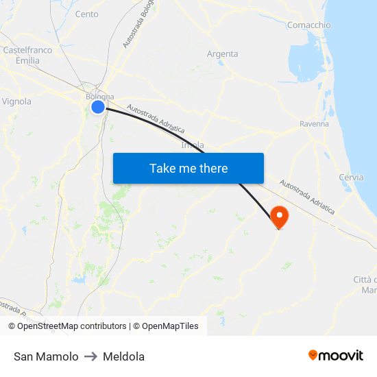 San Mamolo to Meldola map