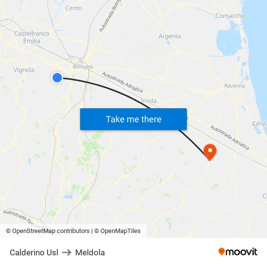 Calderino Usl to Meldola map