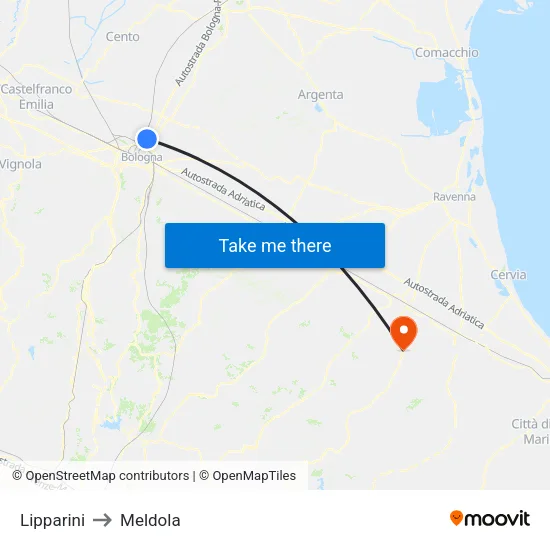 Lipparini to Meldola map