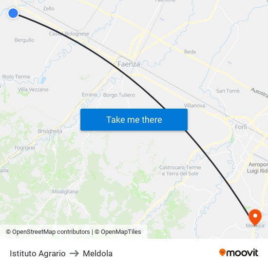Istituto Agrario to Meldola map