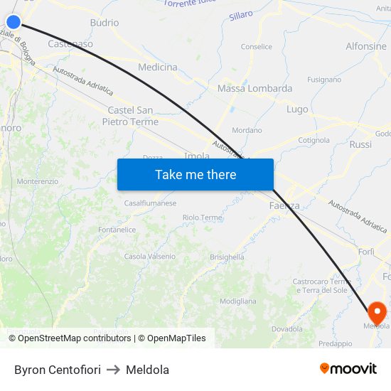 Byron Centofiori to Meldola map