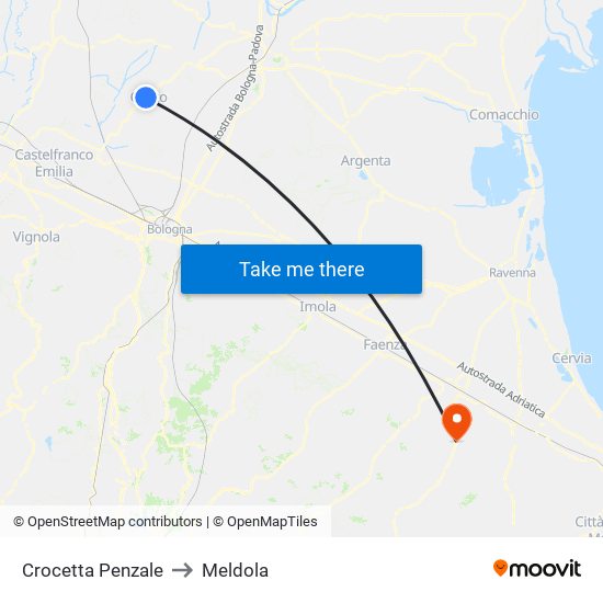 Crocetta Penzale to Meldola map