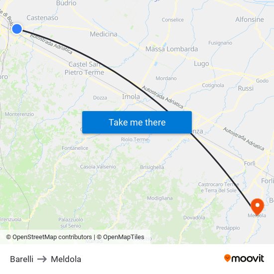 Barelli to Meldola map