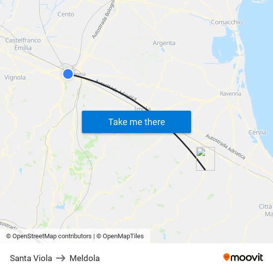 Santa Viola to Meldola map