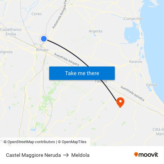 Castel Maggiore Neruda to Meldola map