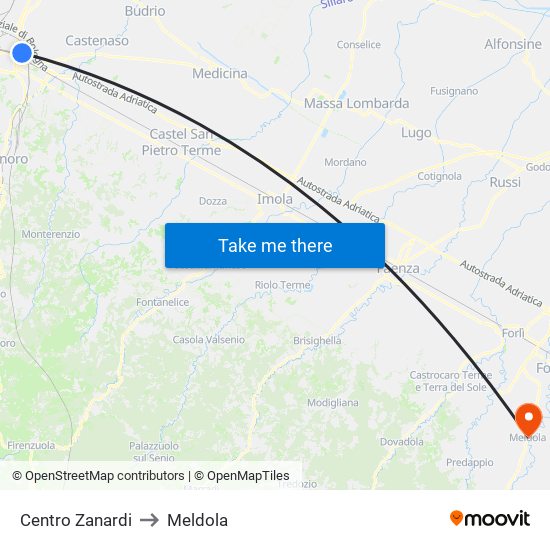Centro Zanardi to Meldola map