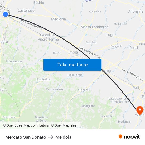 Mercato San Donato to Meldola map