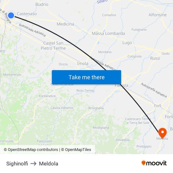 Sighinolfi to Meldola map