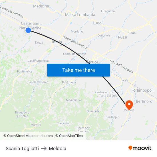 Scania Togliatti to Meldola map