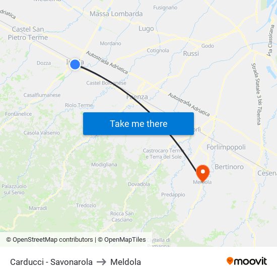Carducci - Savonarola to Meldola map