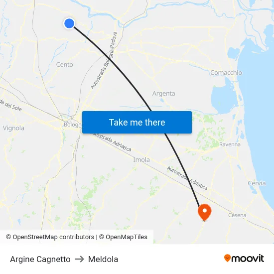 Cagnetto Embankment to Meldola map