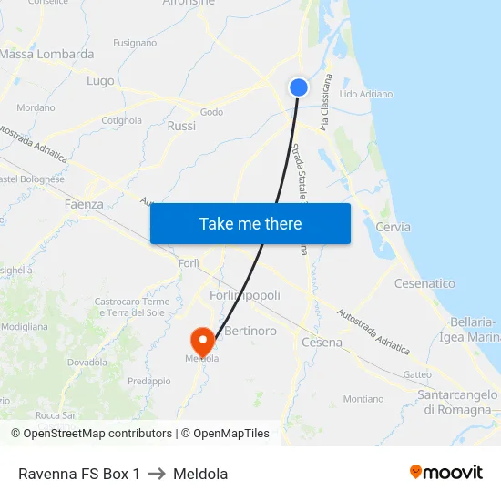 Ravenna FS Box 1 to Meldola map