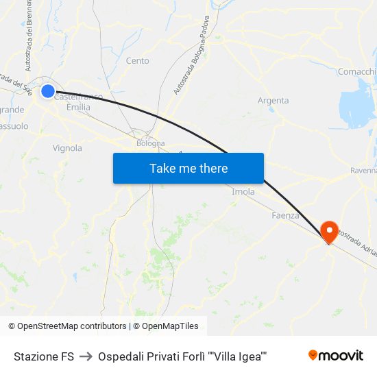 Stazione FS to Ospedali Privati Forlì ""Villa Igea"" map