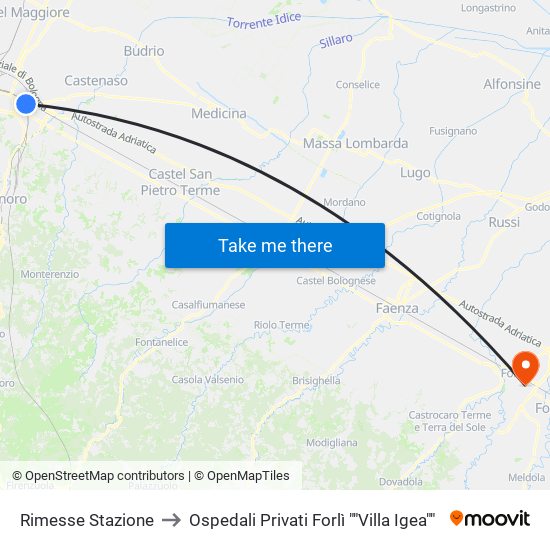 Rimesse Stazione to Ospedali Privati Forlì ""Villa Igea"" map