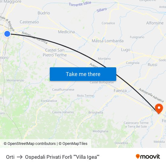 Orti to Ospedali Privati Forlì ""Villa Igea"" map