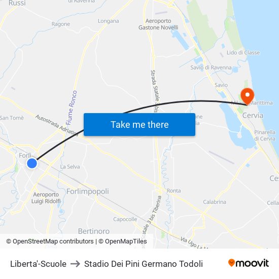 Liberta'-Scuole to Stadio Dei Pini Germano Todoli map