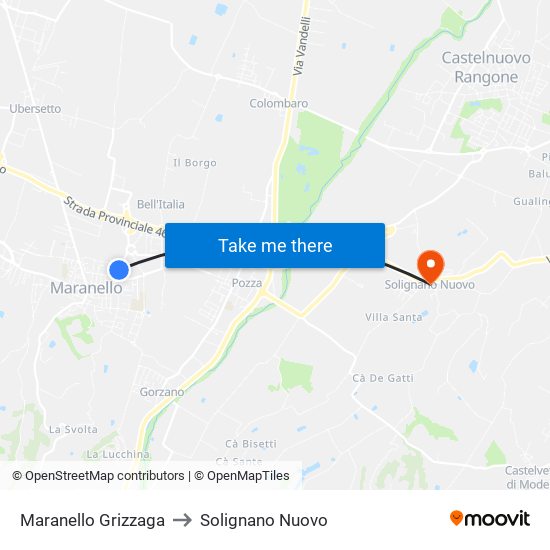Maranello Grizzaga to Solignano Nuovo map