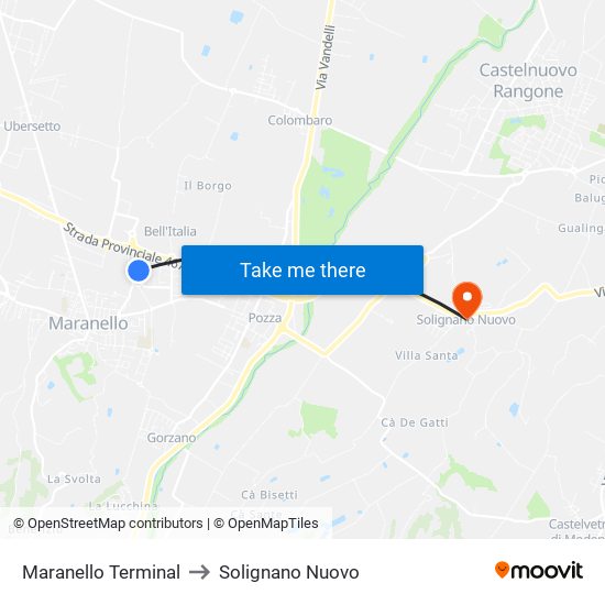 Maranello Terminal to Solignano Nuovo map