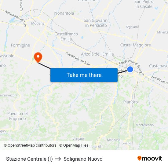 Stazione Centrale (I) to Solignano Nuovo map
