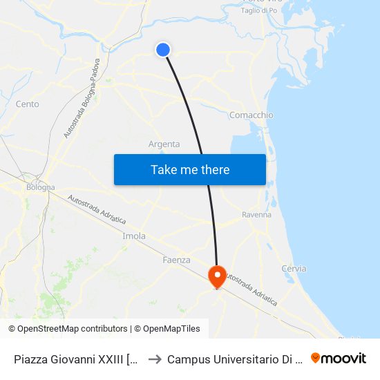 Piazza Giovanni XXIII [005] to Campus Universitario Di Forlì map