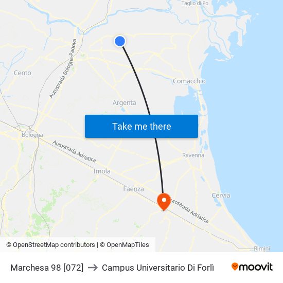Marchesa 98 [072] to Campus Universitario Di Forlì map
