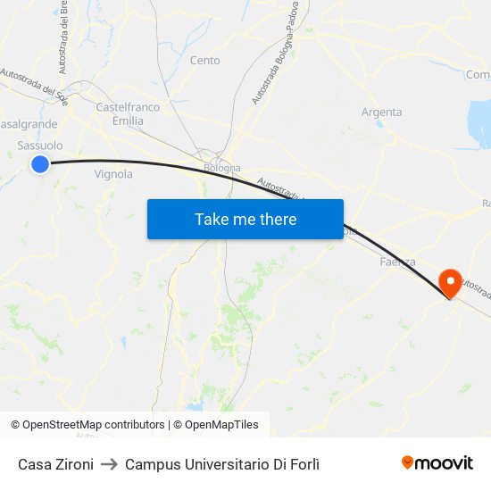 Casa Zironi to Campus Universitario Di Forlì map