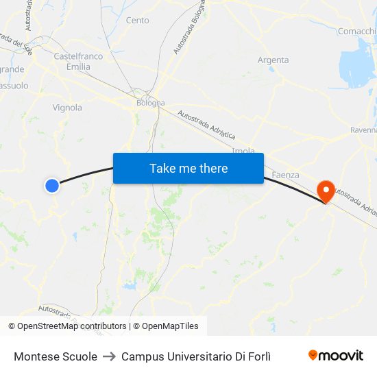Montese Scuole to Campus Universitario Di Forlì map