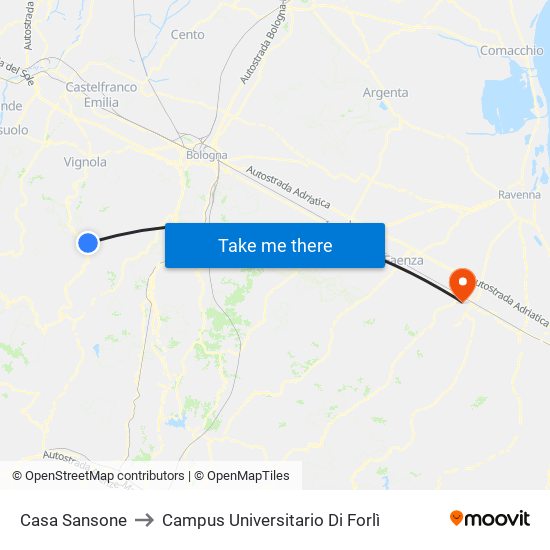 Casa Sansone to Campus Universitario Di Forlì map