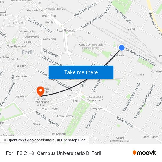 Forli FS C to Campus Universitario Di Forlì map