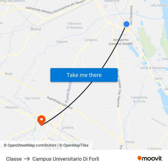 Classe to Campus Universitario Di Forlì map