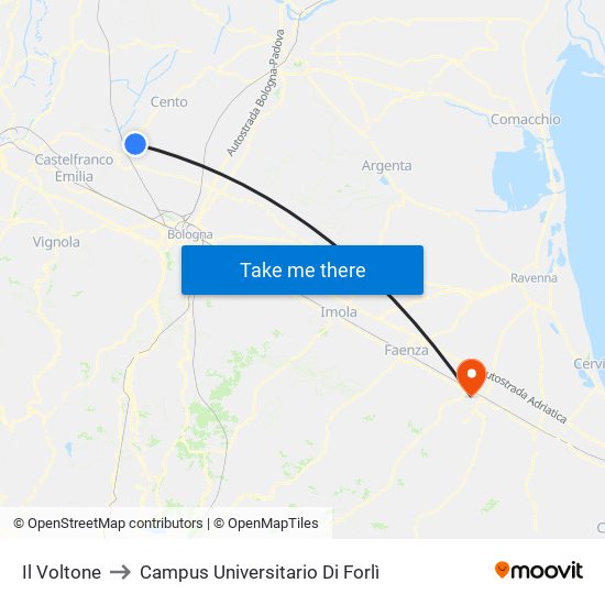 Il Voltone to Campus Universitario Di Forlì map