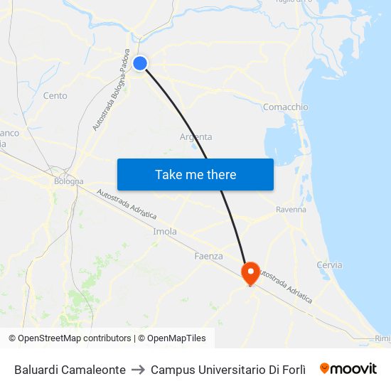 Baluardi Camaleonte to Campus Universitario Di Forlì map