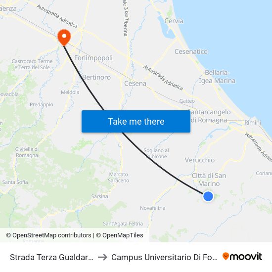 Strada Terza Gualdaria to Campus Universitario Di Forlì map