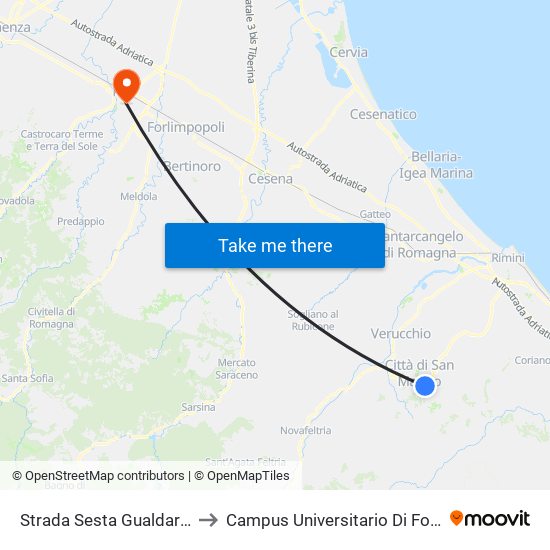 Strada Sesta Gualdaria to Campus Universitario Di Forlì map