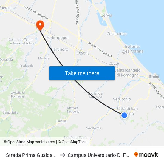 Strada Prima Gualdaria to Campus Universitario Di Forlì map