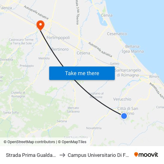 Strada Prima Gualdaria to Campus Universitario Di Forlì map