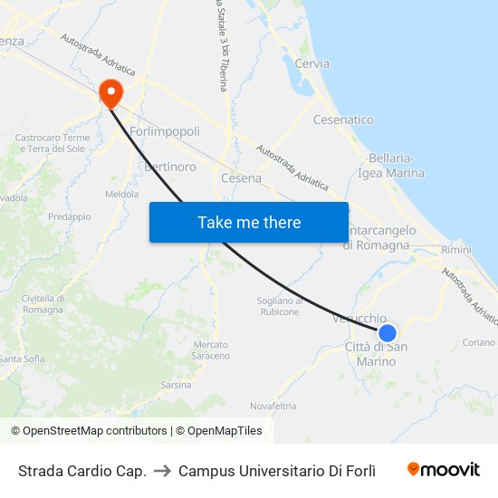 Strada Cardio Cap. to Campus Universitario Di Forlì map