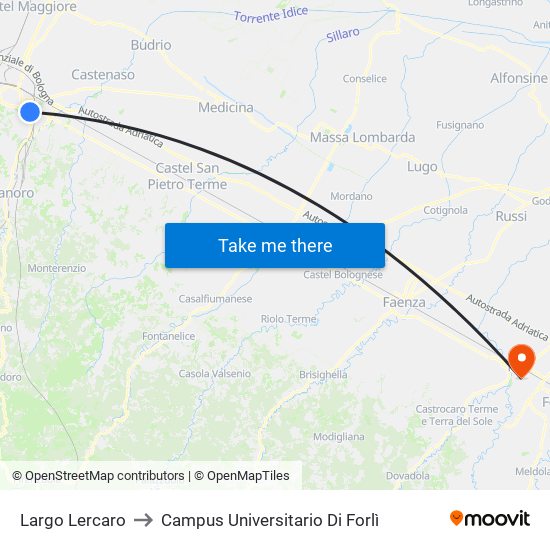 Largo Lercaro to Campus Universitario Di Forlì map