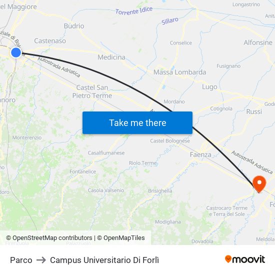 Parco to Campus Universitario Di Forlì map